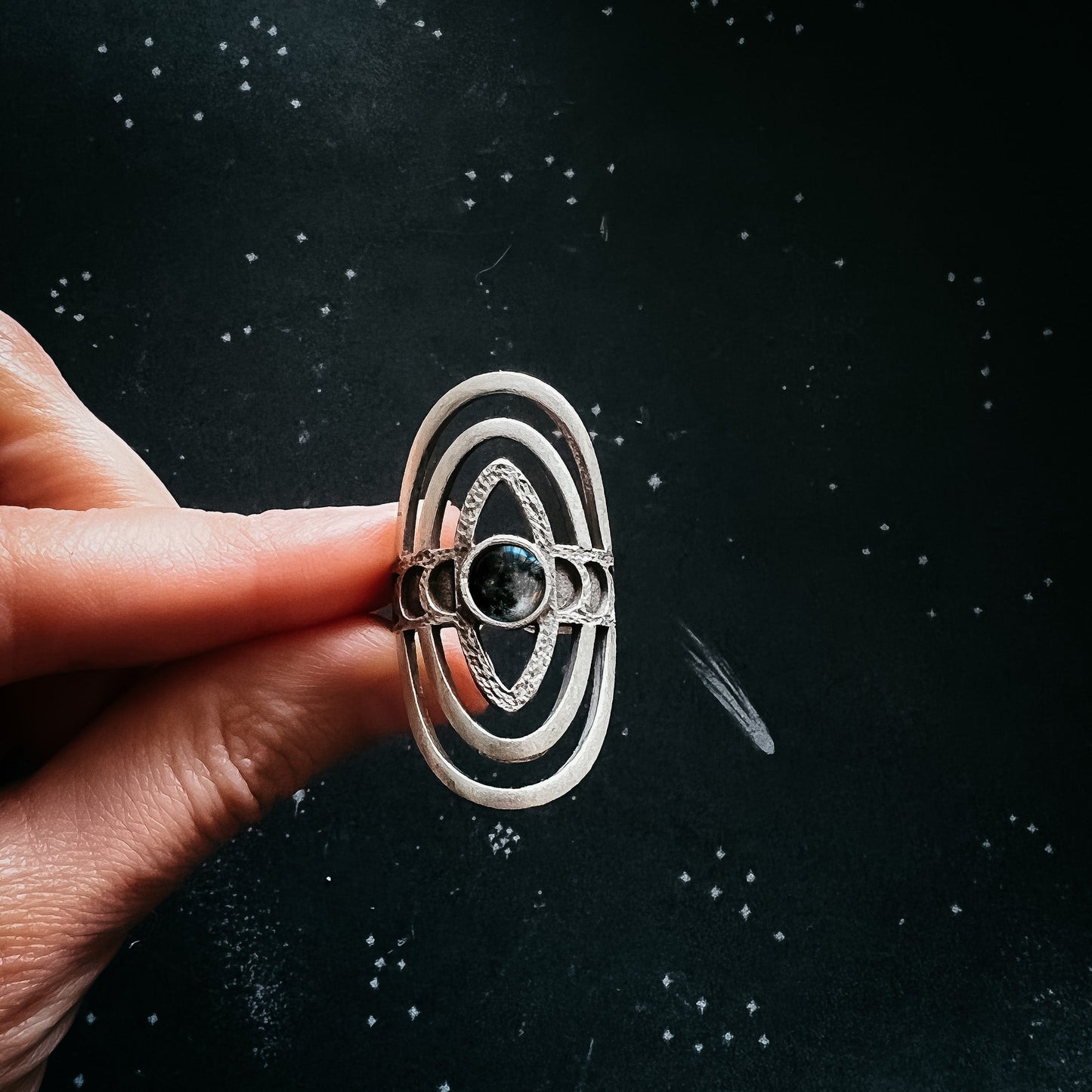 CLEARANCE My Moon Cosmic Ripple Personalized Ring with Lunar Phase Band