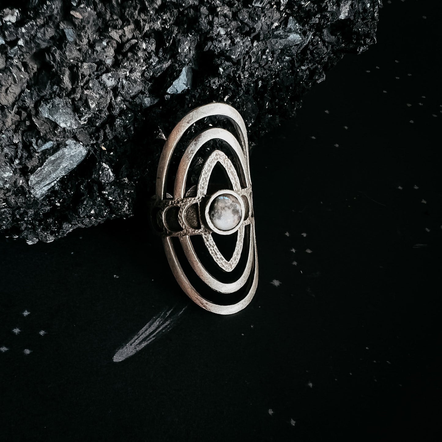 CLEARANCE My Moon Cosmic Ripple Personalized Ring with Lunar Phase Band