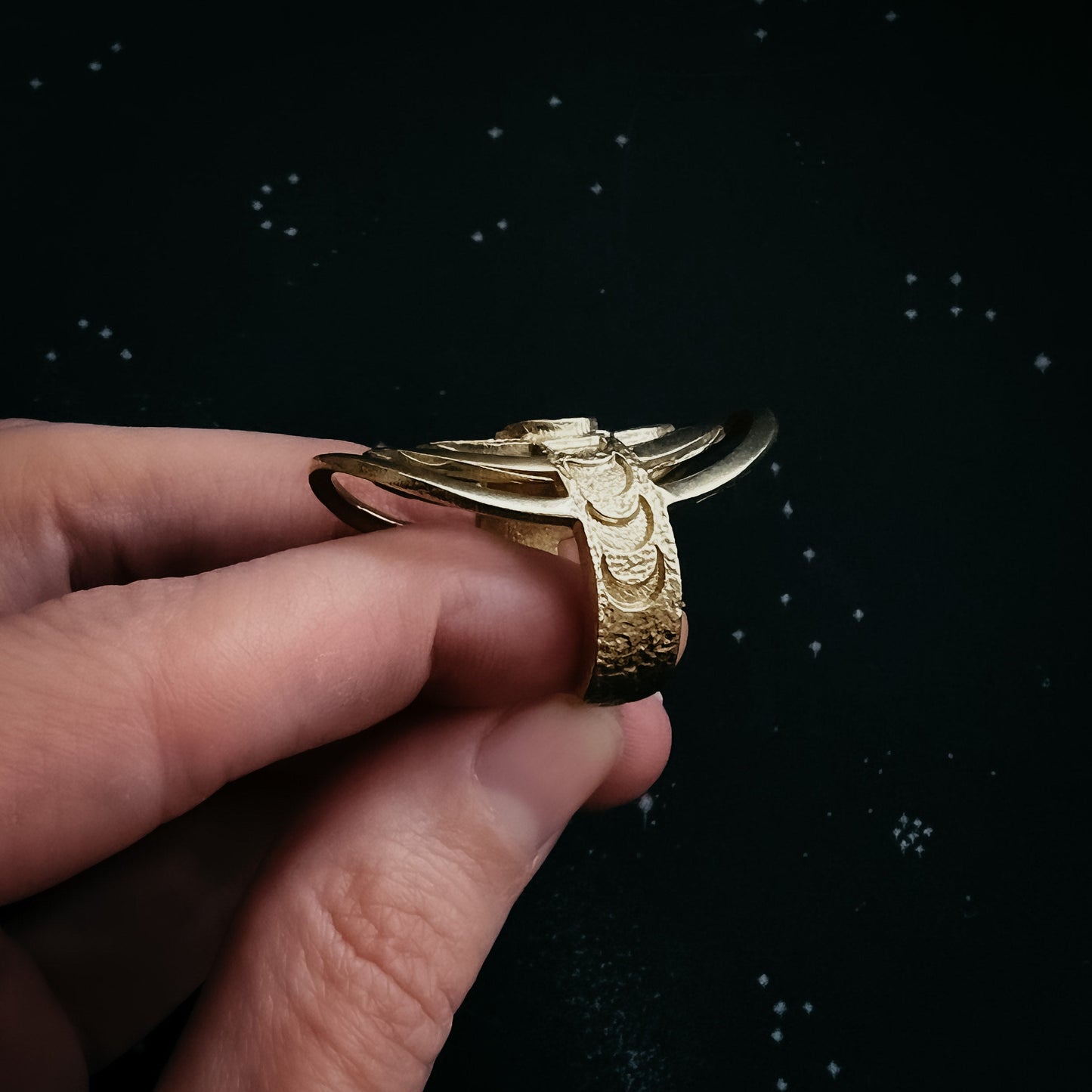 CLEARANCE My Moon Cosmic Ripple Personalized Ring with Lunar Phase Band